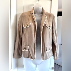 CLUB MONACO Gold button cropped blazer vintage style open jacket Tan size 2
